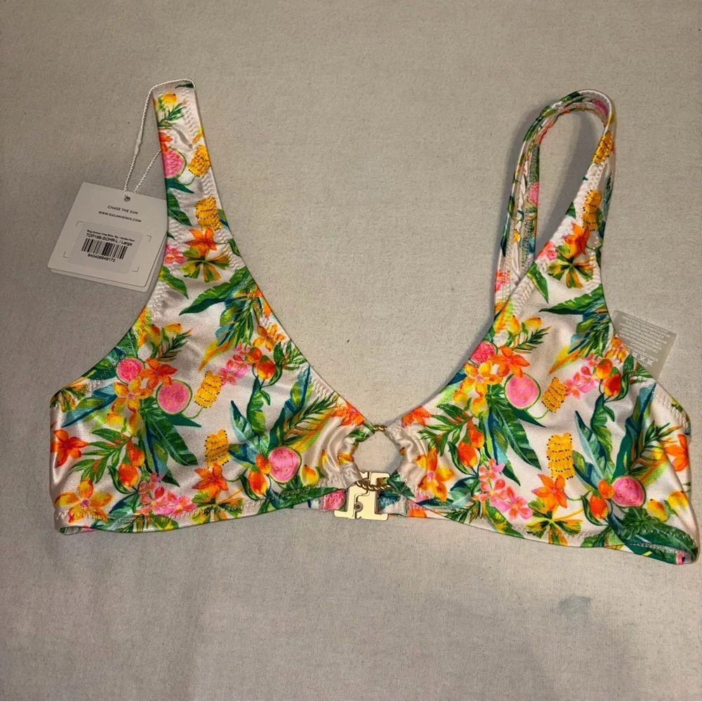Kulani Kinis Golden Hour Bralette Tropical Floral‎ Bikini Bottom and Top Size L